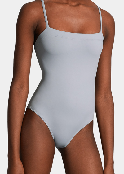 Eres Aquarelle One-piece Swimsuit With Thin Straps In Sable Gris