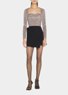 Rokh Long-sleeve Bustiere Corset Crop Top In Pink With White E