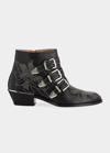 Chloé Women Black Nappa Leather Susanna Ankle Boots In Black/silver
