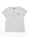 Golden Goose Kids' Girl's Embellished Logo-print T-shirt In Whitepink