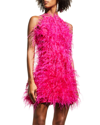 Cult Gaia Feather-embellished Shannon Mini Dress In Qajar Rose