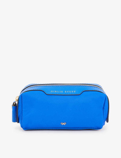 Anya Hindmarch Girlie Stuff Recycled-nylon Zip Pouch In Blue