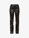 GOOD AMERICAN GOOD ICON STRAIGHT-LEG HIGH-RISE FAUX-LEATHER TROUSERS