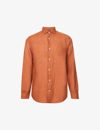 Frescobol Carioca Antonio Regular-fit Cutaway-collar Linen Shirt In Tan