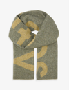 Acne Studios Toronto Logo-intarsia Wool-blend Scarf In Khaki Green Yellow