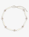 VEERT PEARL AND CRYSTAL-EMBELLISHED 18CT WHITE GOLD-PLATED STERLING-SILVER NECKLACE,58903040