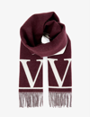 VALENTINO BRAND-PRINT FRINGED WOOL AND CASHMERE-BLEND SCARF