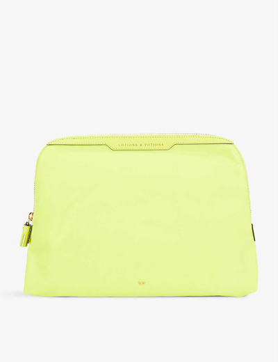 Anya Hindmarch Lotions And Potions Shell And Leather Washbag In Yellow