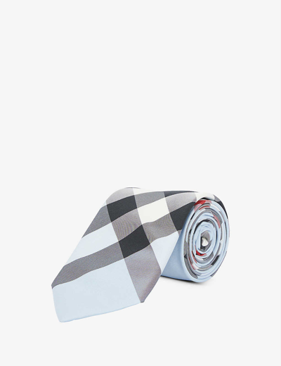 Burberry Manston Check Silk Tie In Pale Blue Ip Check