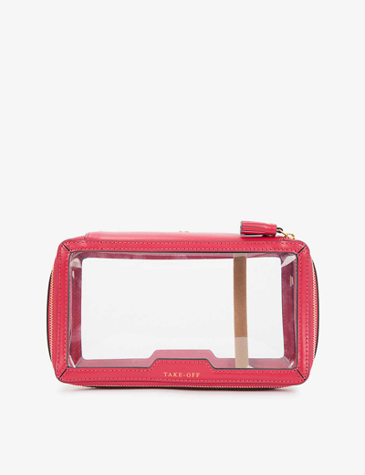 Anya Hindmarch In-flight Recycled Nylon Cosmetics Case In Clear Berry
