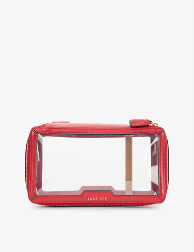 Anya Hindmarch In-flight Recycled Nylon Cosmetics Case In Clear Red