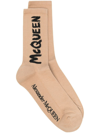 Alexander Mcqueen Man Beige And Black Mcqueen Graffiti Socks In Beige/black