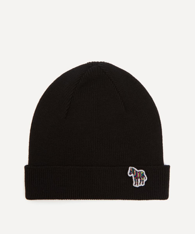 Paul Smith Cappello Beanie 'zebra Logo' In Black