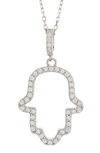 SUZY LEVIAN STERLING SILVER CUBIC ZIRCONIA HAMSA PENDANT NECKLACE