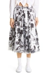 Comme Des Garçons X Mickey Mouse Print Satin Midi Skirt In Mickey Mouse