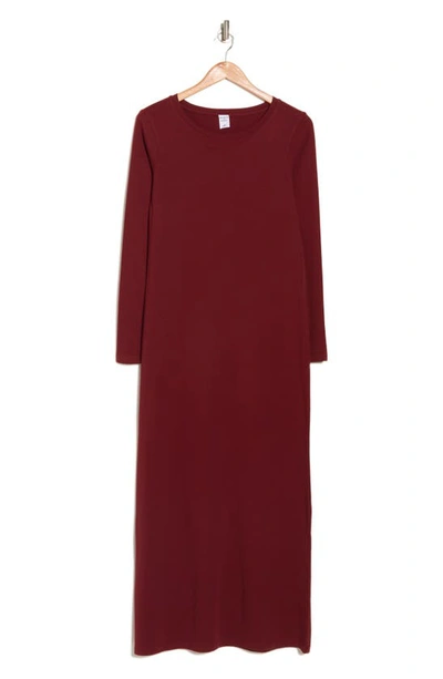 Melrose And Market Long Sleeve Knit Maxi Dress In Red Syrah