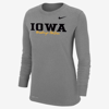 Nike Women's College Dri-fit Mantra 365 (iowa) Long-sleeve T-shirt In Grey
