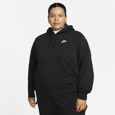 Nike Women's  Sportswear Club Fleece Pullover Hoodie (plus Size) In Black,white