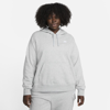 Nike Women's  Sportswear Club Fleece Pullover Hoodie (plus Size) In Dark Grey Heather/white