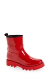 Moncler Ginette Waterproof Rubber Rain Boots In Red
