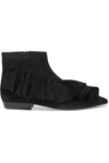 JW ANDERSON RUFFLED SUEDE ANKLE BOOTS