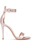 Gianvito Rossi Satin Portofino Heels In Neutrals.