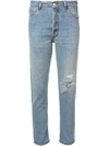 Re/done High-rise Cropped 'non-destruction' Jeans - Blue In Blue