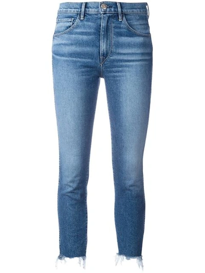 3x1 W3 Cropped Frayed High-rise Straight-leg Jeans In Blue