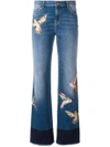 RED VALENTINO BIRDS PATCH STRAIGHT JEANS,MR3DE00S2SS11839553