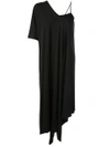 Maison Margiela Draped Sleeve Asymmetric Dress In Black