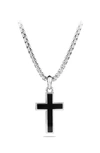 David Yurman Exotic Stone Cross With Black Onyx In Silver/ Black Onyx