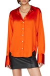 Frame The Standard Silk Button-front Shirt In Orange
