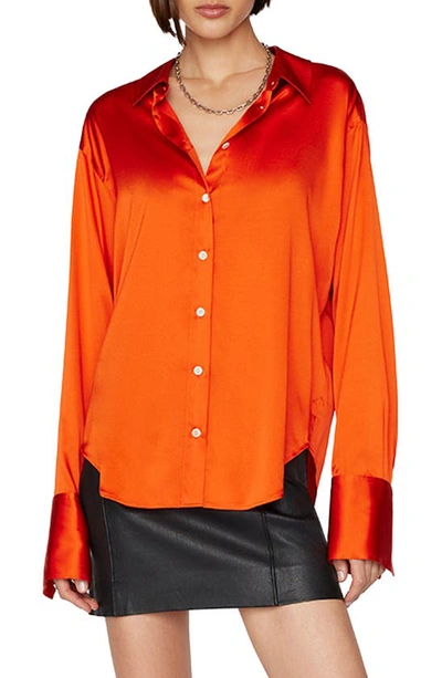 Frame The Standard Silk Button-front Shirt In Orange