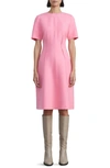 Lafayette 148 Short-sleeve Pintuck Fit-&-flare Dress In Pink