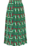 GUCCI PLEATED PRINTED SILK CREPE DE CHINE SKIRT