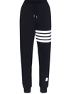 Thom Browne Intarsia Stripes Cotton Sweatpants In Blue