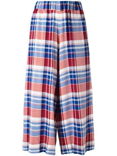 Antonio Marras Checked Cropped Trousers In Blue