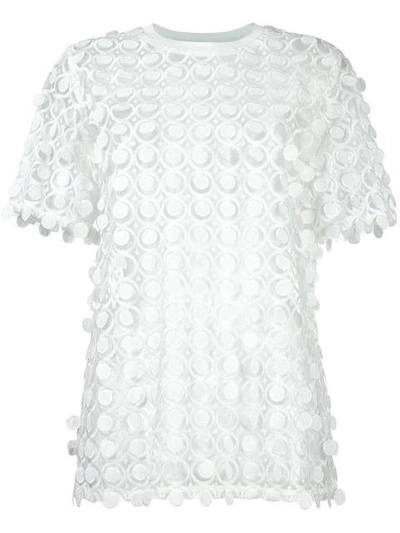 Carven Lace Detail Blouse In White