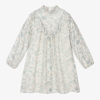 Chloé Floral Ruffle Long-sleeve Dress In Grey
