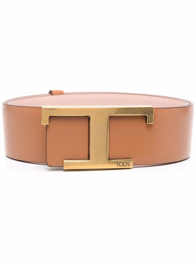 Tod's Timeless T Reversible Leather Belt In Brown
