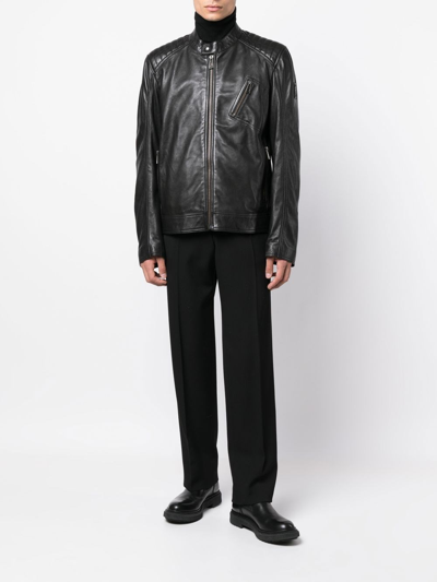 Belstaff V-racer Cheviot Lambskin Jacket In Black