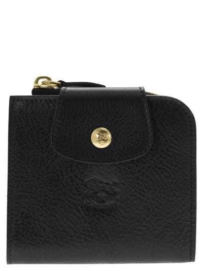 Il Bisonte Medium Acero - Medium Leather Wallet In Black