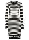 Love Moschino Elegant Striped Knit Dress With Long Sleeves In Black