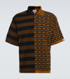 KENZO STRIPED WOOL AND COTTON POLO SWEATER