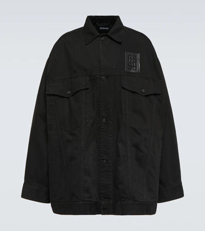 Raf Simons Denim Jacket With Leather Patch In Black