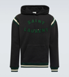 Saint Laurent Men's Varsity Pullover Hoodie In Noir Blanchi/vert/naturel