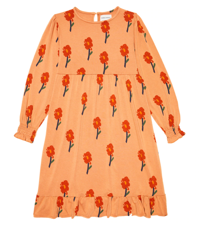 Bobo Choses Kids' All-over Floral-print Midi Dress In Orange