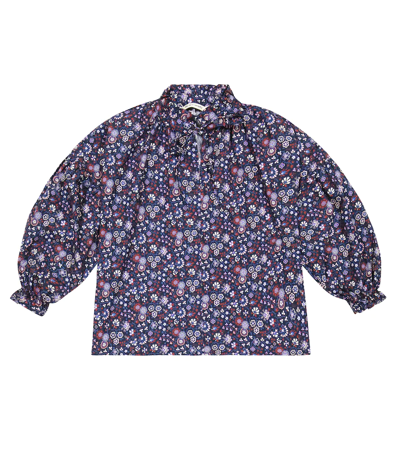 The New Society Kids' Olivia Cotton Blouse In Purple