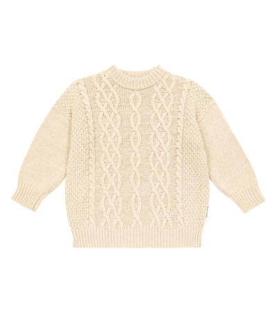 The New Society Kids' Cable-knit Sweater In Sand