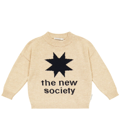 The New Society Kids' Intarsia Sweater In Sand
